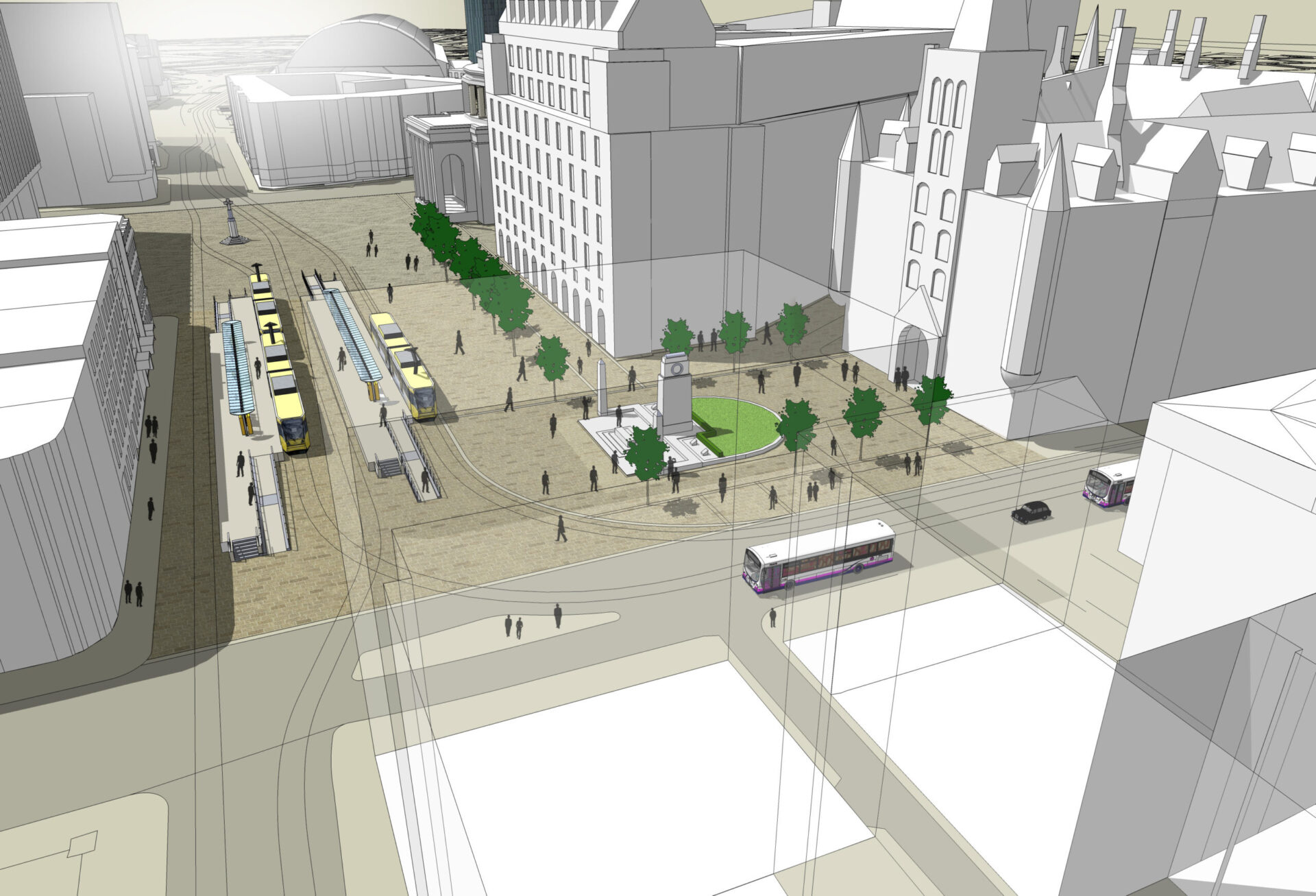 Transport for Greater Manchester's artist impression of how St Peter’s Square could look